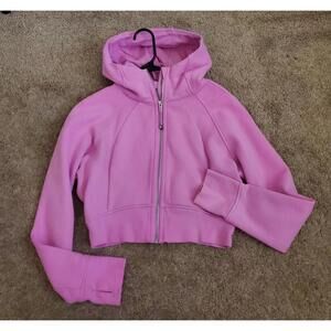 Lululemon Scuba Full-Zip Cropped Hoodie Size 8 Pink Great Condition